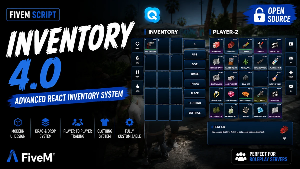 Inventory 4.0 FiveM | Advanced React Inventory System | Open Source